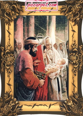 تابلو فرش تولد حضرت مسیح با قاب شیرنشان